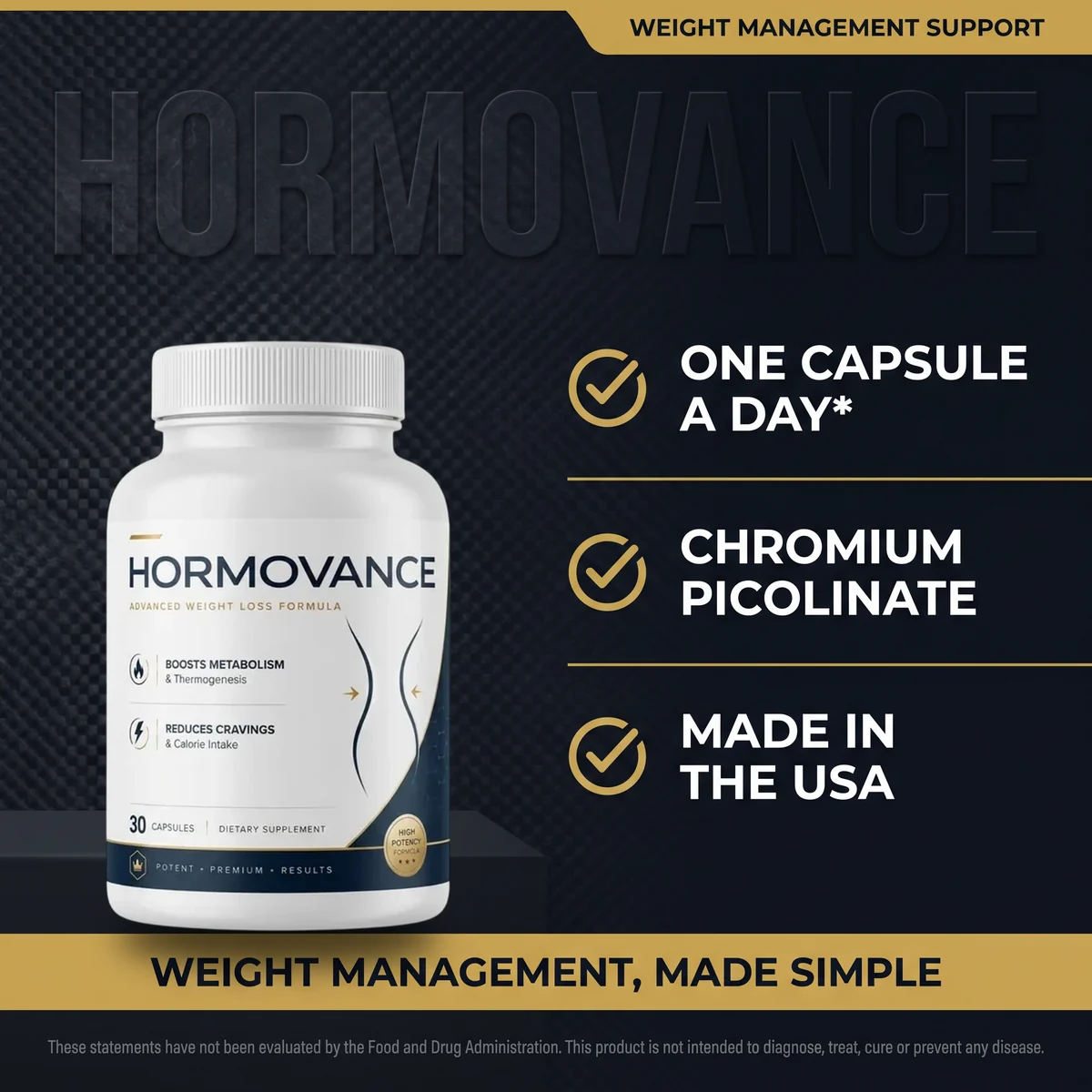 Why people choose Hormovance: one capsule a day, chromium picolinate, made in the USA